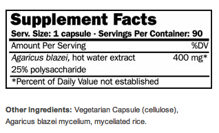 mushroom science chaga supplement facts label